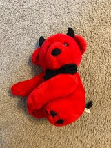 PBC International Red Devil Bear Plush Stuffed Animal vintage 9” - £11.01 GBP