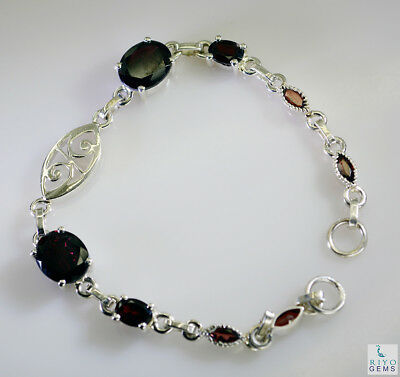 cute Garnet 925 Solid Sterling Silver Red Bracelet Natural handcrafted U... - $40.58