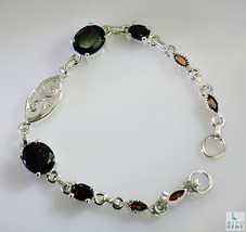 cute Garnet 925 Solid Sterling Silver Red Bracelet Natural handcrafted US gift - £31.91 GBP