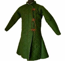 Medieval Thick Padded Gambeson Aketon Coat Armor cotton sac lerp off Green - £64.16 GBP