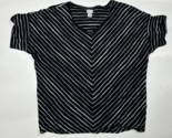 Chico’s Black White Stripe 100% Linen Top Short Sleeve Shirt Sz 3 - Extr... - $19.62