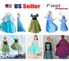 Gorgeous Queen Elsa &amp; Princess Anna Costume Cosplay Party Dress Up - £9.48 GBP+