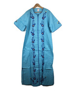 Embroidered Dress Size Large Womens Aqua Blue Boho Mexican Festival Boho... - $63.48 CAD