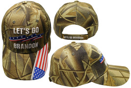 Let&#39;S Go Brandon Patriotic Ribbon Usa Flag On Bill Real Tree Camouflage Cap Hat - £15.12 GBP