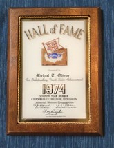 717A~ Vtg 1974 Chevrolet Truck Sales Hall of Fame Glass Wood Award Sign Plaque - £45.51 GBP