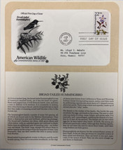 American Wildlife Mail Cover FDC &amp; Info Sheet Broad Beaked Hummingbird 1987 - $9.85