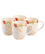 Laurie Gates Tierra Mosaic 4 Piece 17.4 Ounce Hand Painted Stoneware Mug... - $80.99