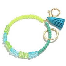 Candy Bear Tassel Bangle Keyring Keychain Bag Charm Blue Green - £9.46 GBP