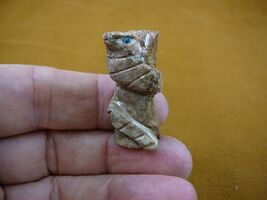 (Y-SNAK-53) little tan COBRA Snake gemstone figurine soapstone Peru love... - $8.99
