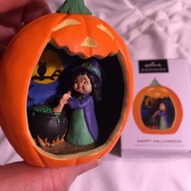 Hallmark 2022 Happy Halloween Diorama Pumpkin Witch &amp; Cauldron Owl Moon Ornament - £27.61 GBP