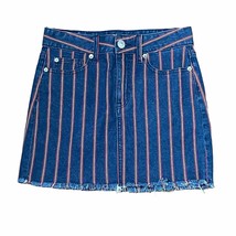 American Eagle Denim Mini Skirt Size 0 Reg. Blue Red White Stripes Women... - $18.80