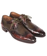 Paul Parkman Mens Shoes Brown Green Derby Leather Ostrich Upper Handmade... - $15,926.55 MXN