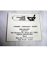 1972 Ad The Corners Drug Store, 903 Hanshaw Rd., Ithaca, N.Y. - $12.33 CAD