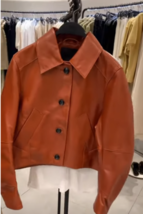Zara Bnwt 2024. Tile Brown Leather Jacket Blazer Cropped. 1966/043 - £228.64 GBP