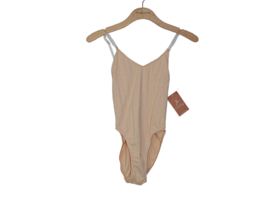 Capezio Womens Nude With Clear Camisole Adjustable Straps Leotard Bodysuit Sz S - £20.89 GBP