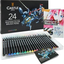 Watercolor Brush Pens Set 24 Lively colors with Flexible Tips For adult ... - £42.96 GBP