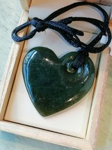 New zealand Jade greenstone Large Heart KORU Pendant / necklace 45 mm - £136.72 GBP