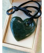 New zealand Jade greenstone Large Heart KORU Pendant / necklace 45 mm - $170.00