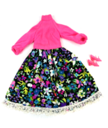 Vintage Barbie Dress Clothes Flower Power Colorful Floral Shoes - $502.45 MXN