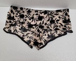 Beige Shortie Panties Victoria&#39;s Secret with Black Velvet Floral Design ... - $14.75