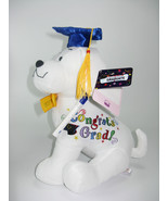 Graduation Autograph Stuffed Dog 10.5&quot; With Pen, Black Hat - Congrats Grad! - $14.84