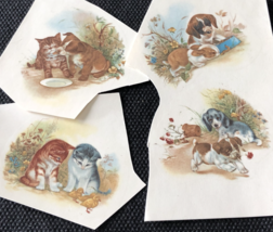 M95 - Ceramic Waterslide Vintage Decal - 4 Puppies &amp; Kittens - 1.75&quot; - $1.50