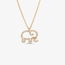 1/3Ct Natural Moissanite Elephant Lucky Pendant Necklace 14K Rose Gold Plated - $65.44