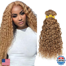 Color 27 Bundle Honey Blonde Curly Human Hair Bundles 26 28 30 Inch Braz... - $83.08