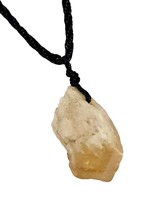 Citrine Pendant Necklace Raw Point Crystal Gemstone Mood Lift Adjustable Cord - £3.95 GBP