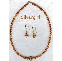 Caramel Fossil Gold Necklace and Earring Set - $23.99