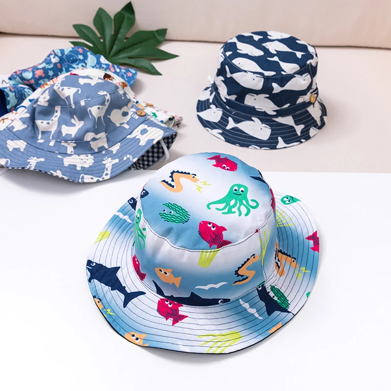 Children Bucket Hat New Spring Boys Girls Sun Hat Cute Cartoon Animal Whale - £11.40 GBP