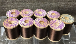 Vintage 9pc Spools of Pure #5285 Sanka Brown Silk Thread Size A Lot - £50.89 GBP
