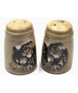Vintage Wolf Salt &amp; Pepper Shaker Set With Stoppers Stoneware Pottery Br... - $10.87