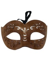 Leather Sparkle Bronze Masquerade Mardi Gras Mask Halloween Women - £9.48 GBP