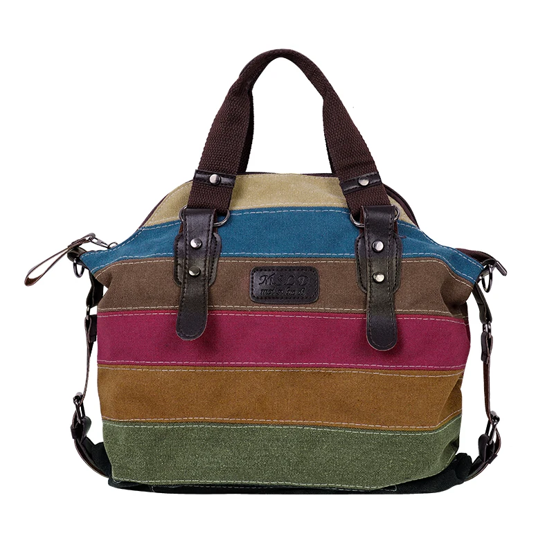 N handbag patchwork rainbow one shoulder canvas messenger bag large capacity travel bag thumb200