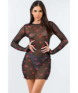 Cherry Printed Mesh Mini Lingerie Dress - £12.06 GBP