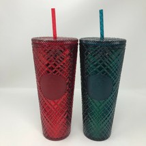 Starbucks Holiday Emerald Green and Ruby Red Jeweled Tumbler 24oz - £64.29 GBP