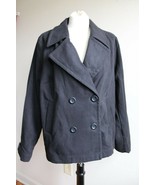 NWT JustFab XL Black Double Breasted Button Front Pea Coat Jacket - £25.51 GBP