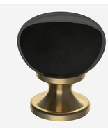 Brainerd Casual Black Ceramic 1 1/8&quot; Knob with Champagne Bronze P37371W-... - £6.25 GBP