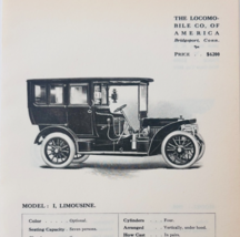 1908 Locomobile Model I Limousine Catalog Advertisement Automobilia F17M1 - $568.44 MXN