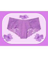 S  Purple Floral Side Full Back Lace NOSHOW Victorias Secret PINK Cheeky... - £9.83 GBP