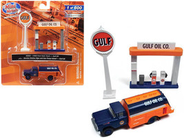 1960 Ford Tank Truck w Service Gas Station Gulf Oil 1/87 HO Scale Model Classic - £28.96 GBP