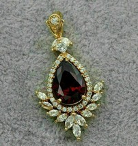 2.50Ct Pear Cut Simulated Red Garnet Halo Pendant 14k Yellow Gold Over Valentine - £43.83 GBP