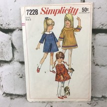 Dress A Line Short Simplicity Sewing Pattern 7228 Childs Girls 6 VTG 60&#39;s Cut - £15.76 GBP