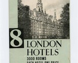 8 London Hotels Brochure 3000 Rooms 1950&#39;s Tavistock Imperial Bedford En... - £14.79 GBP