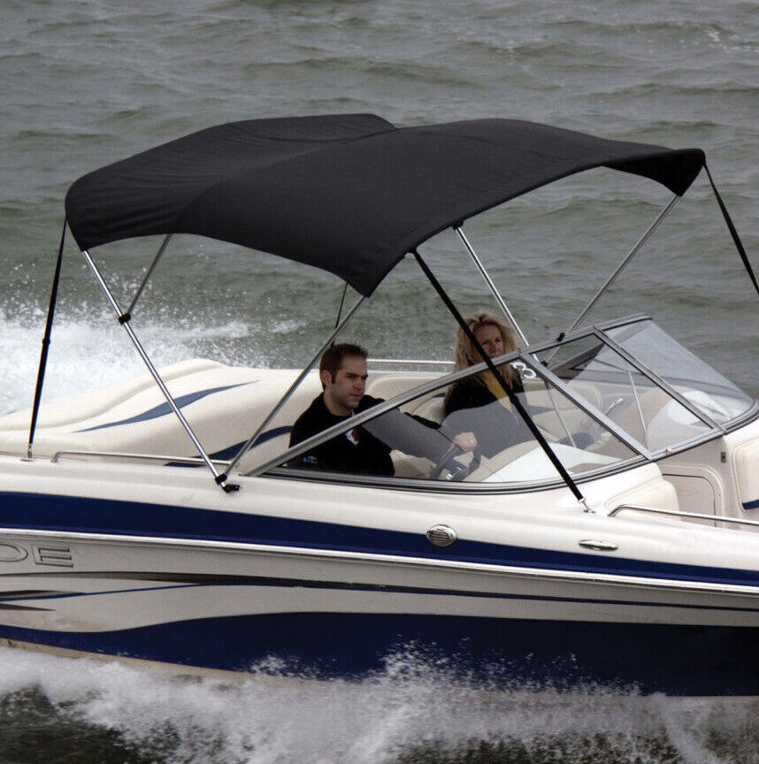 Shademate 80107 Black Bimini Top Poly Fabric/Boot Only-2 Bow,5&#39;6”L,42”H,... - $186.88