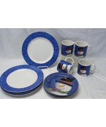 Sakura Snowy Day 3 Dinner Plates 4 Mugs 3 Salad Plates Snowman Christmas... - $24.12 CAD
