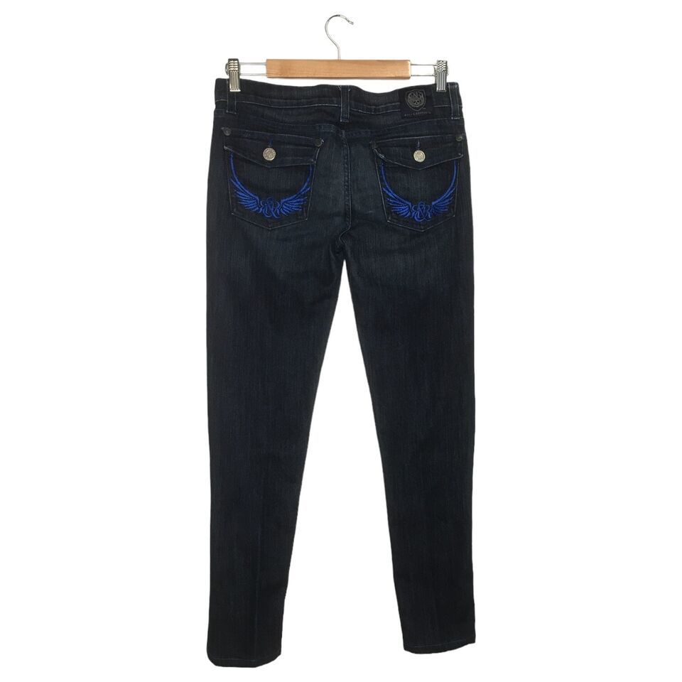 Rock Republic Jeans Womens 28 Embroidered Low Rise Dark Wash Skinny Deni... - $24.74