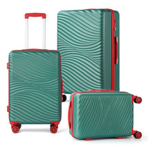 3 Pieces Luggage Set Spinner Lightweight Hardside Travel Suitcase With Tsa Lock - £120.45 GBP