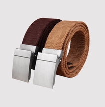 Extra Long Canvas Military Style Web Belt with Slider Metal Buckle 1.5 W... - £12.66 GBP
